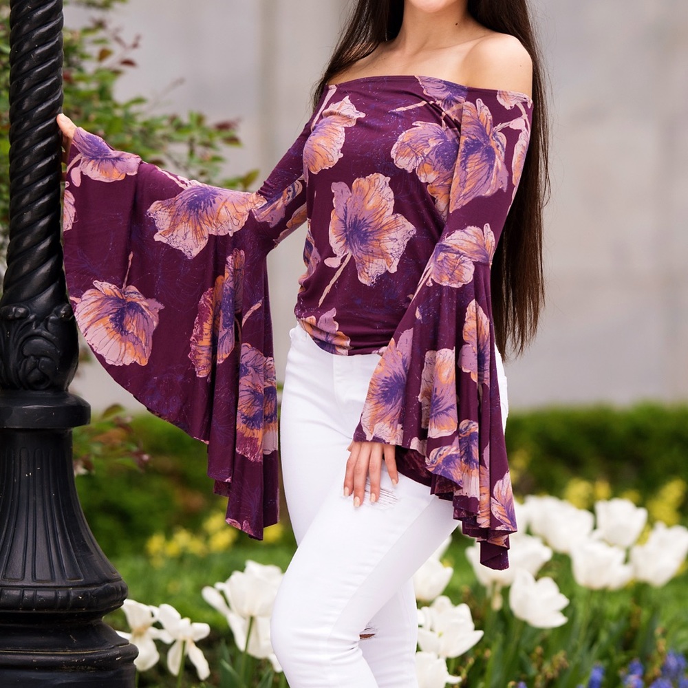 Free people off the shoulder bell sleeve top